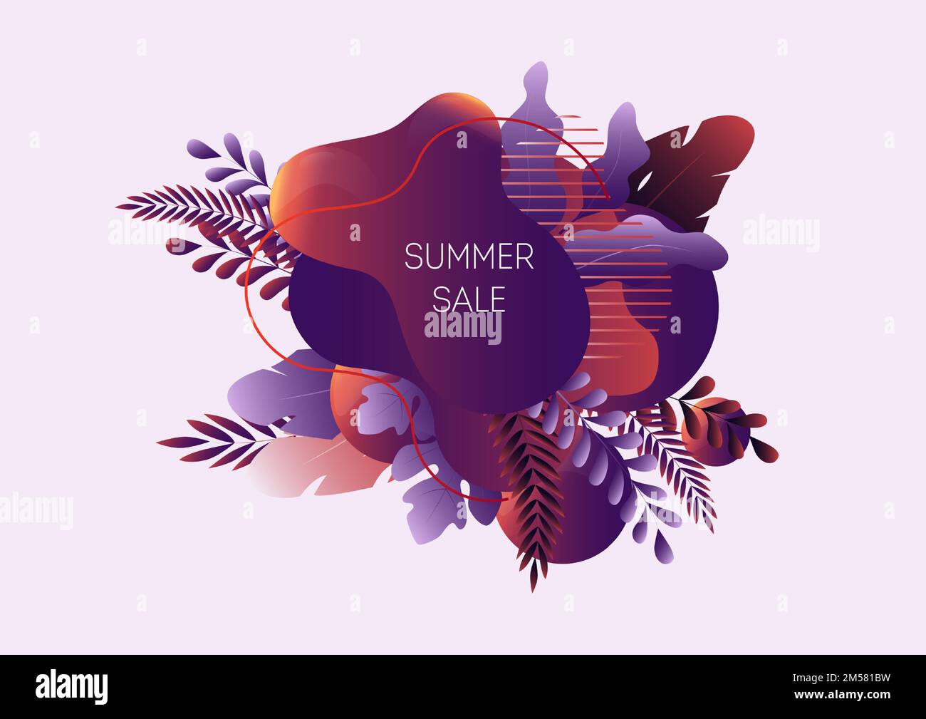 Summer sale web banner template with abstract liquid shapes, tropical ...