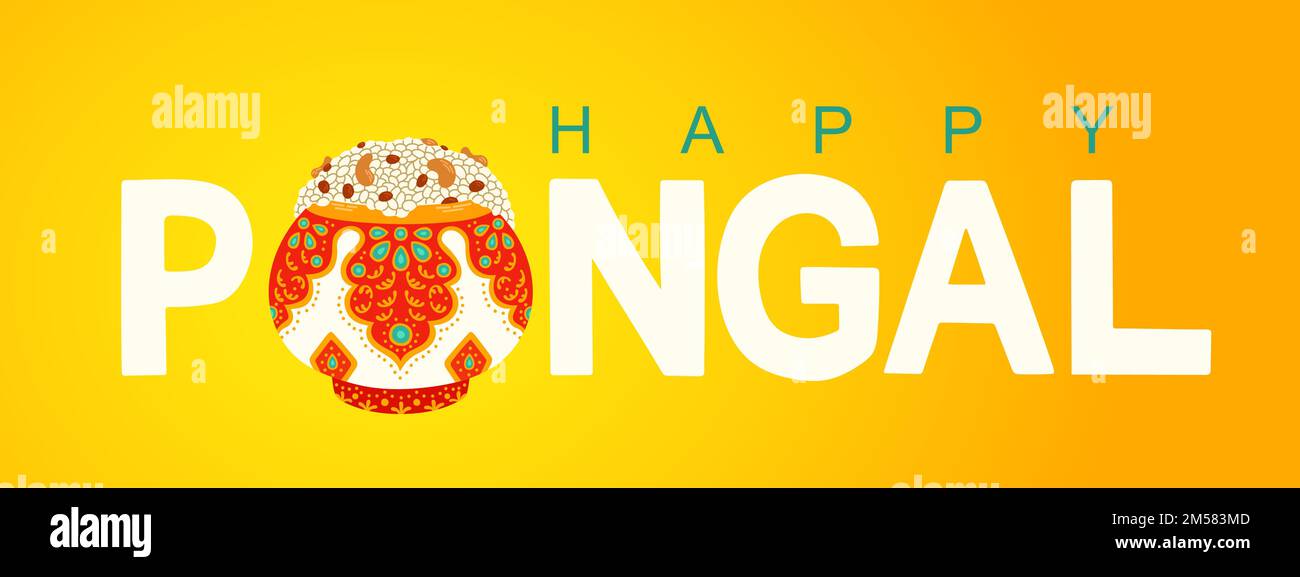 Happy Pongal religious festival of South India celebration background. Vector Stock Vector