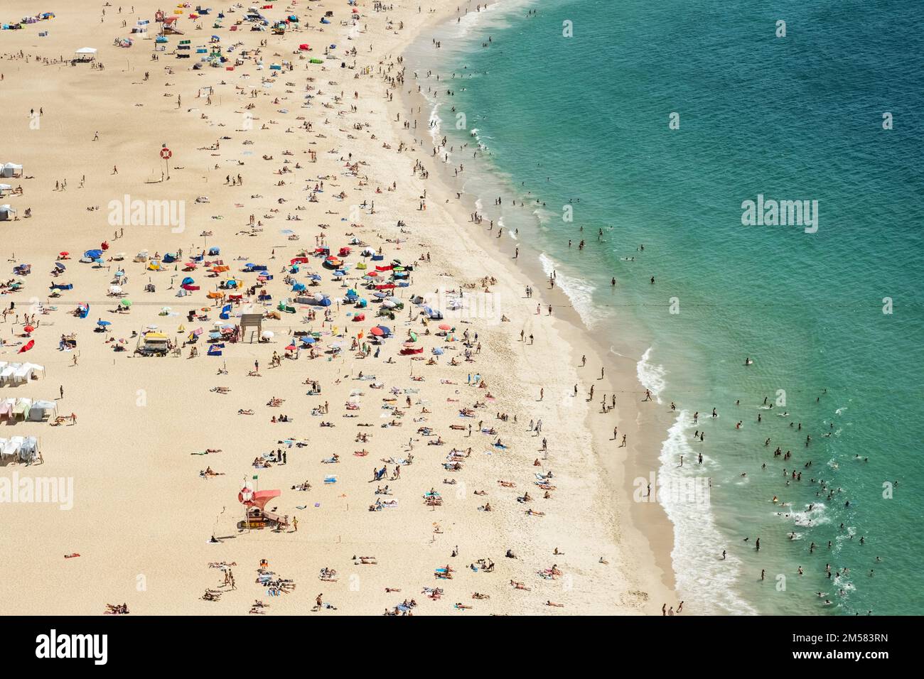 Nazare, Portugal aerial view of the Praia de Nazare,Nazare Beach, and