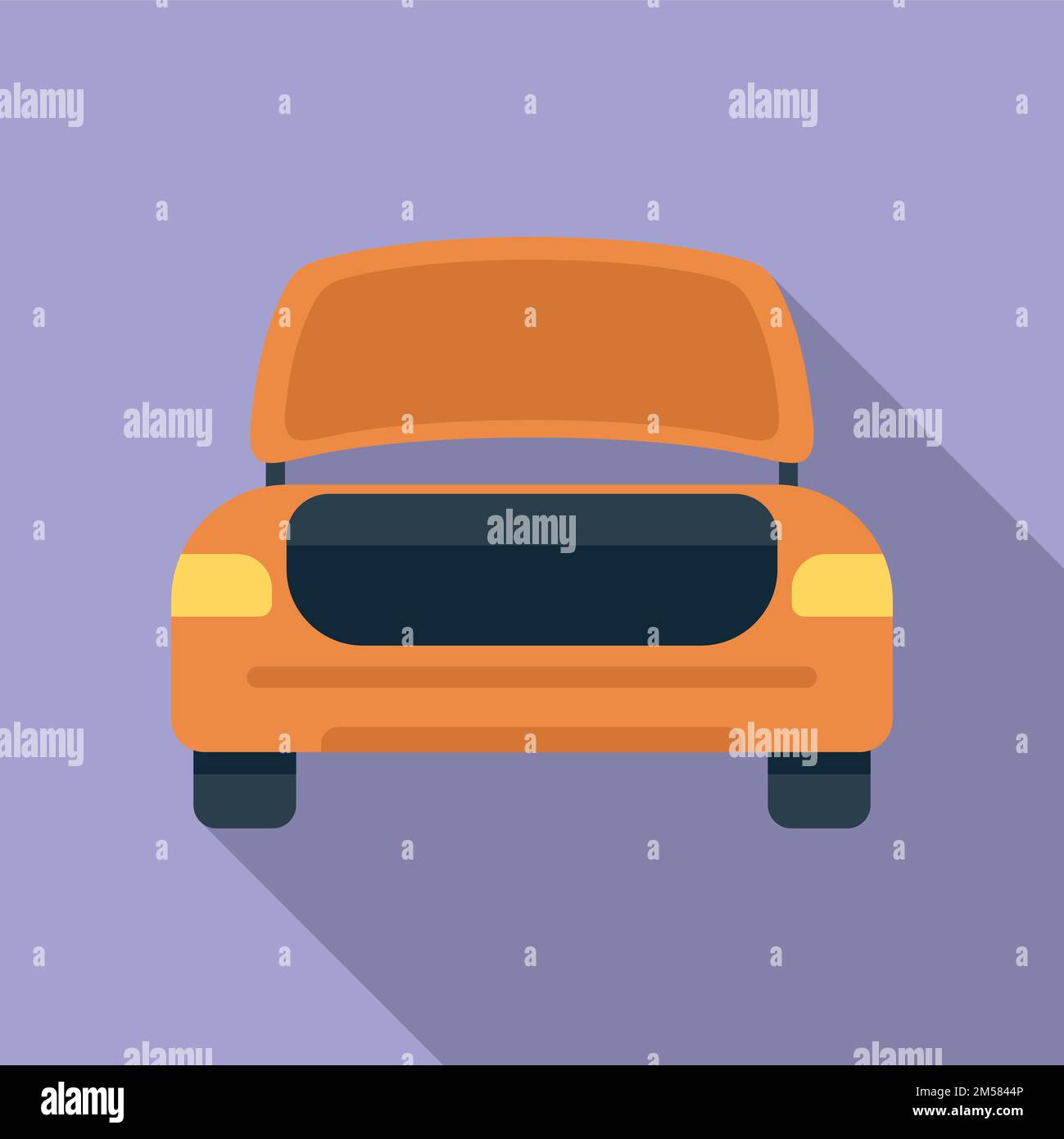 Wheel in car trunk icon flat vector. Open door. Family suitcase Stock