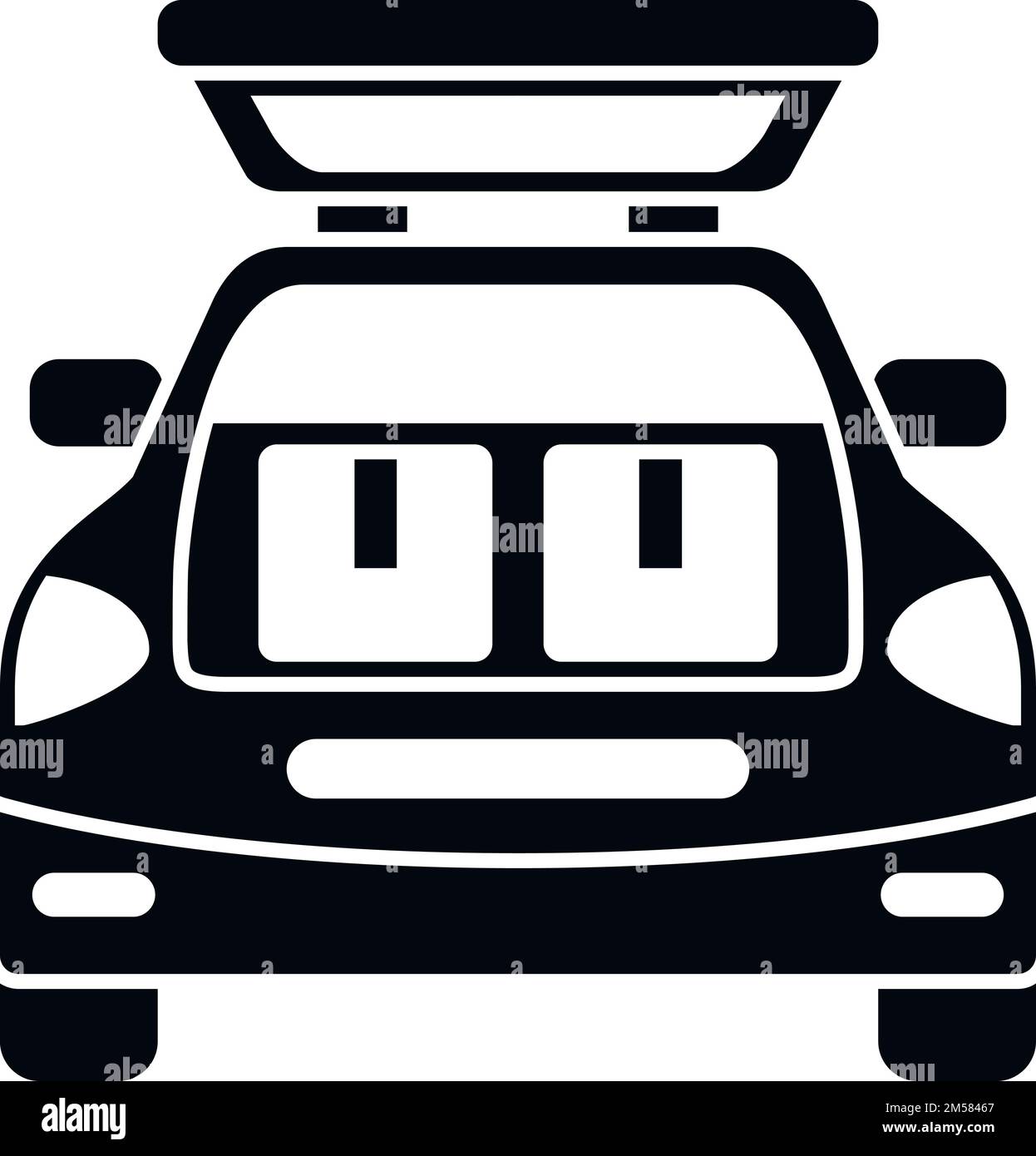 Box in car trunk icon simple vector. Travel back. Auto trip bag Stock