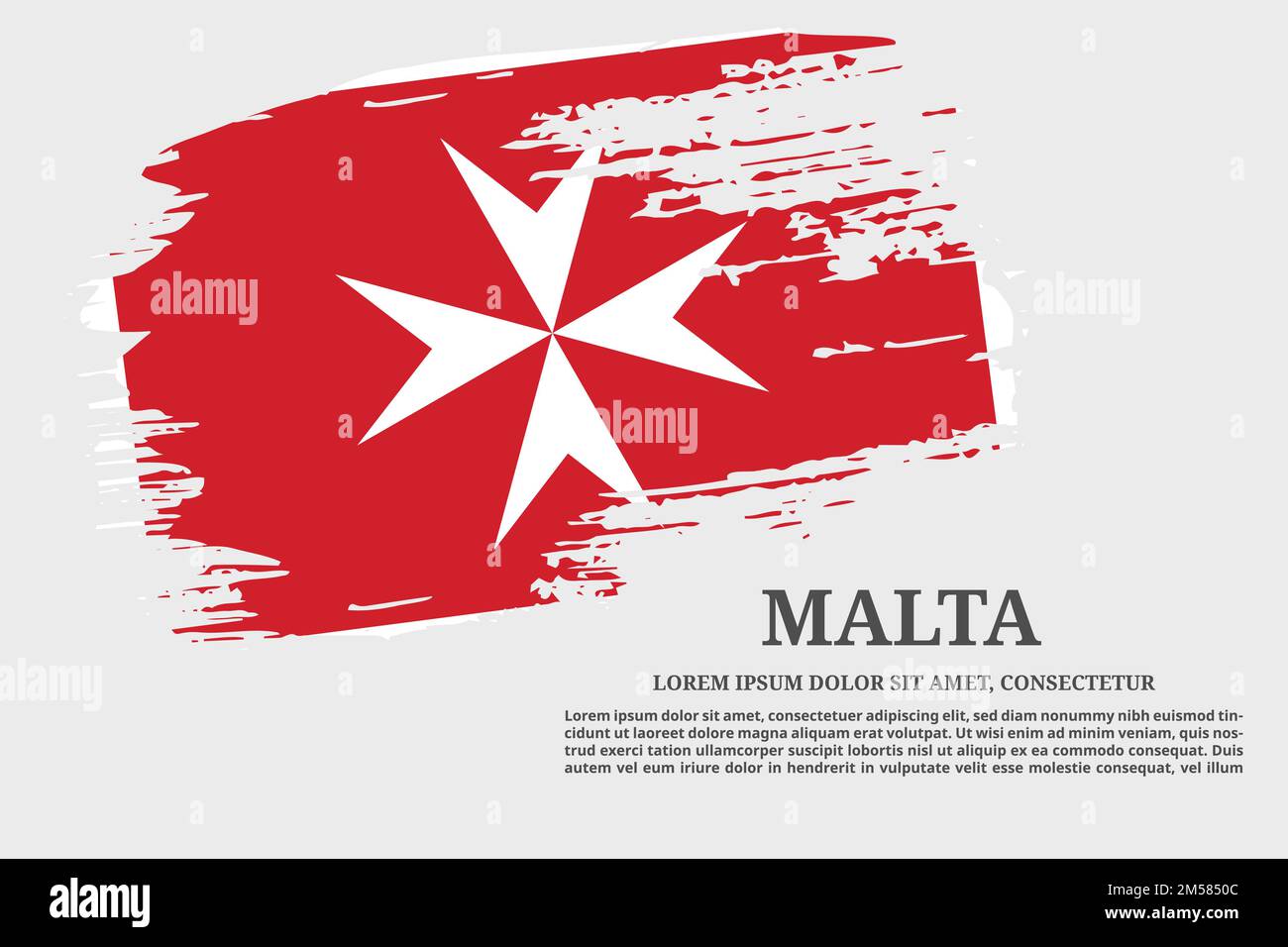 Malta flag grunge brush and text poster, vector Stock Vector Image ...