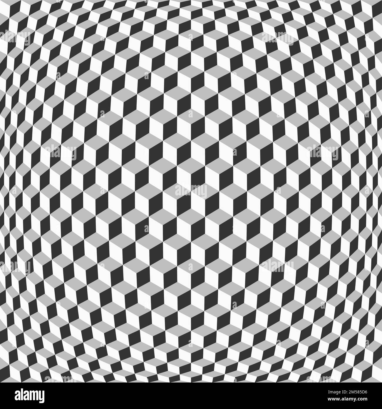 Abstract Grid of Cubes with Distortion Effect. Optical Illusion