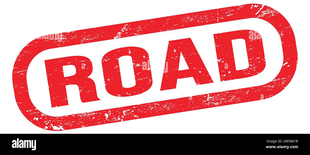 ROAD, text written on red rectangle stamp sign Stock Photo - Alamy