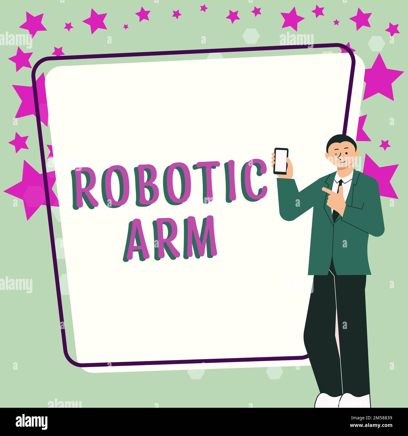 Writing displaying text Robotic Arm. Business concept programmable ...