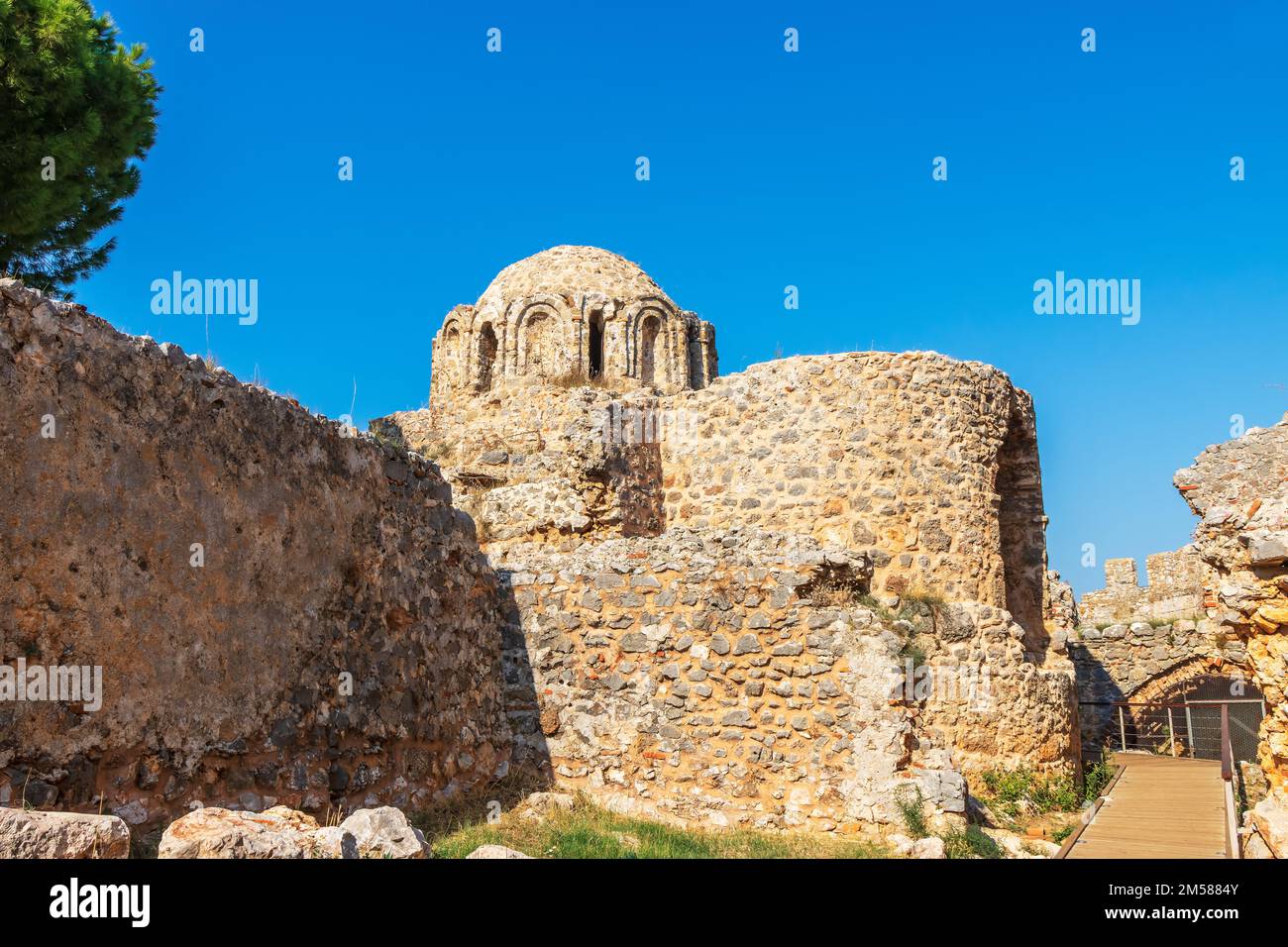 The church of St. George from the Byzantine period - Inner Fortress in Alanya Castle, Southern Turkey. Stock Photo