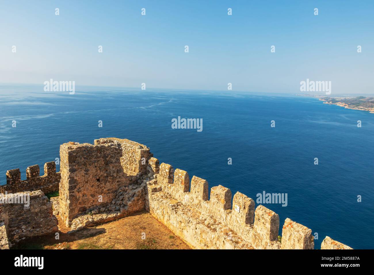 Inner fortress of Medieval Alanya Castle on Mediterranean coast of in Southern Turkey. Stock Photo