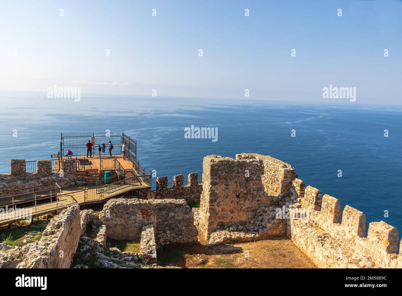 Inner fortress of Medieval Alanya Castle on Mediterranean coast of in Southern Turkey. Stock Photo