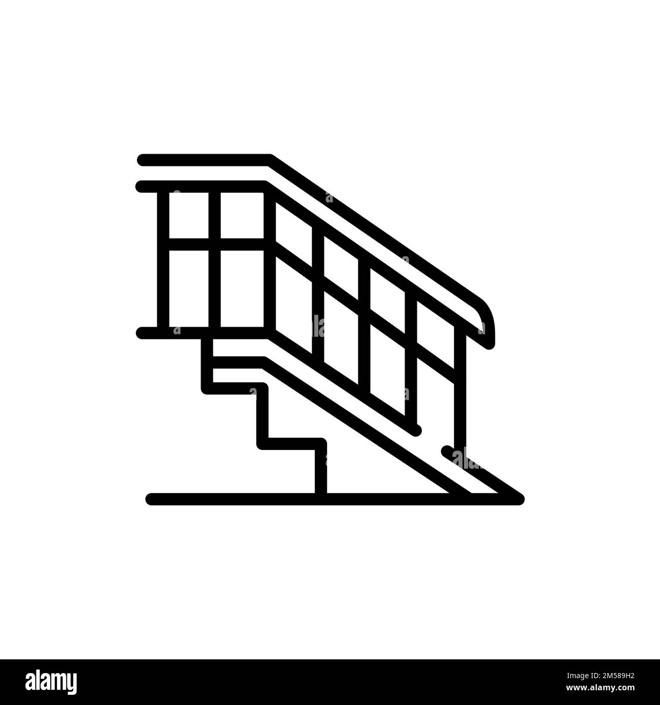 Wheelchair ramp color line icon. Disability. Isolated vector element. Outline pictogram for web page, mobile app, promo Stock Vector