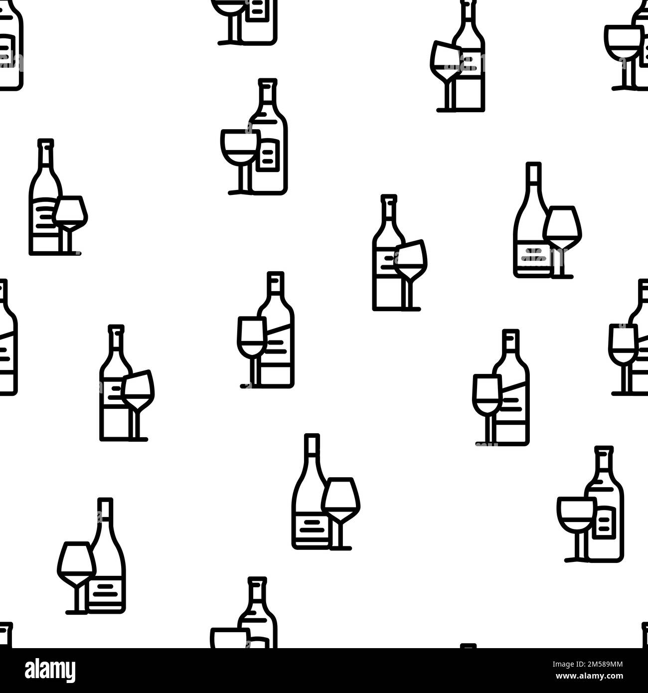 wine glass alcohol winery vector seamless pattern Stock Vector Image ...