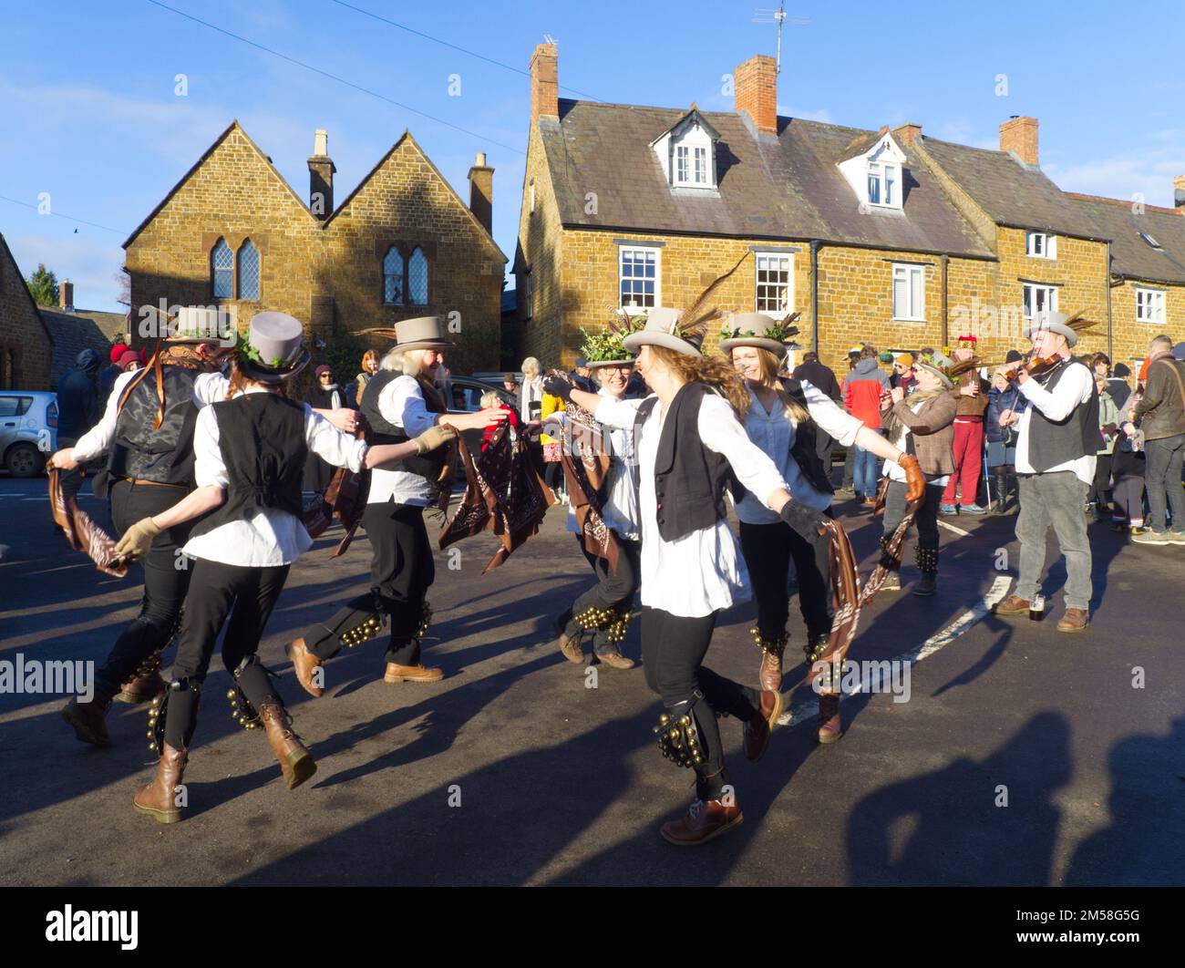 Morris dancers womens team Boxing Day Adderbury Stock Photo