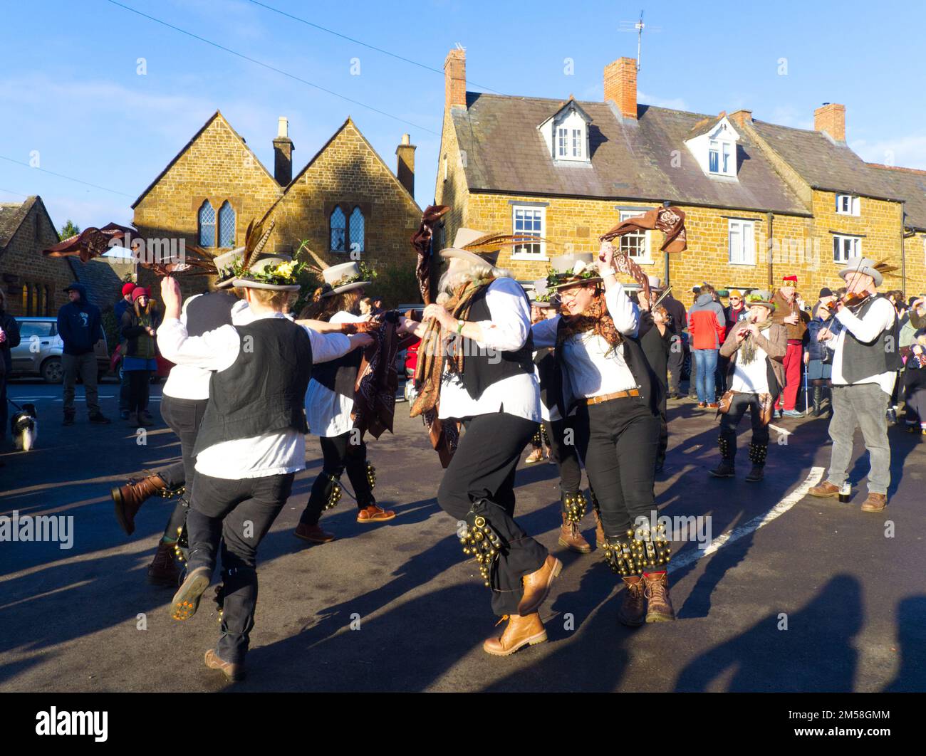 Morris dancers womens team Boxing Day Adderbury Stock Photo