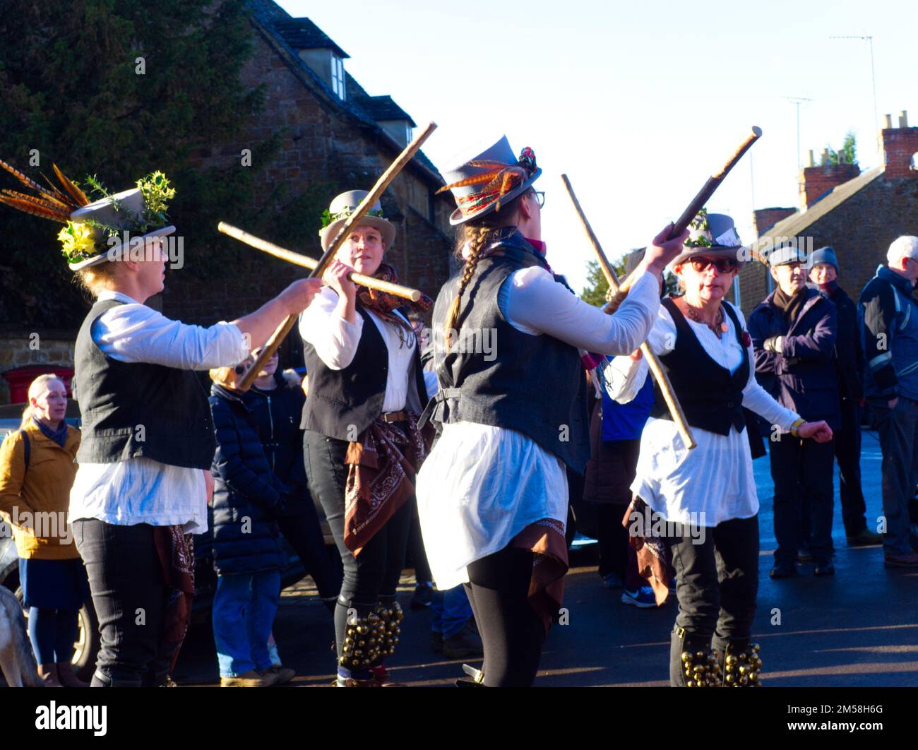 Morris dancers womens team Boxing Day Adderbury Stock Photo