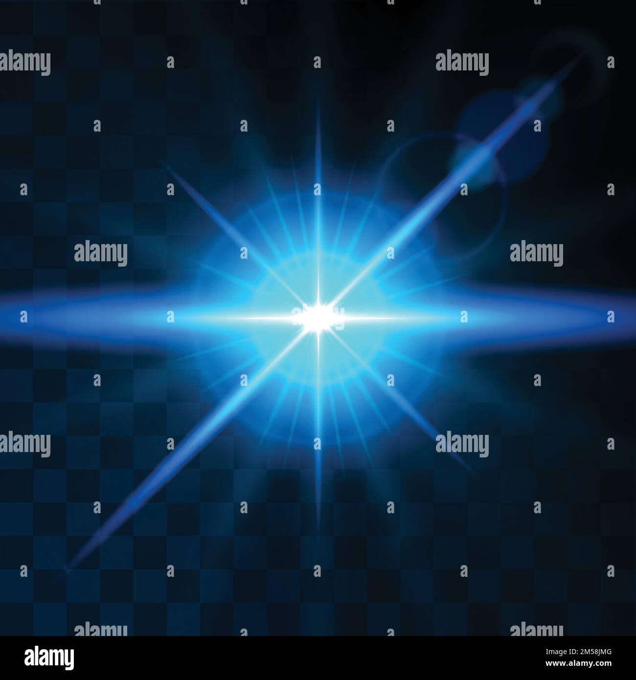 Effect glow bright blue lens. Realistic light effects. Shining sun