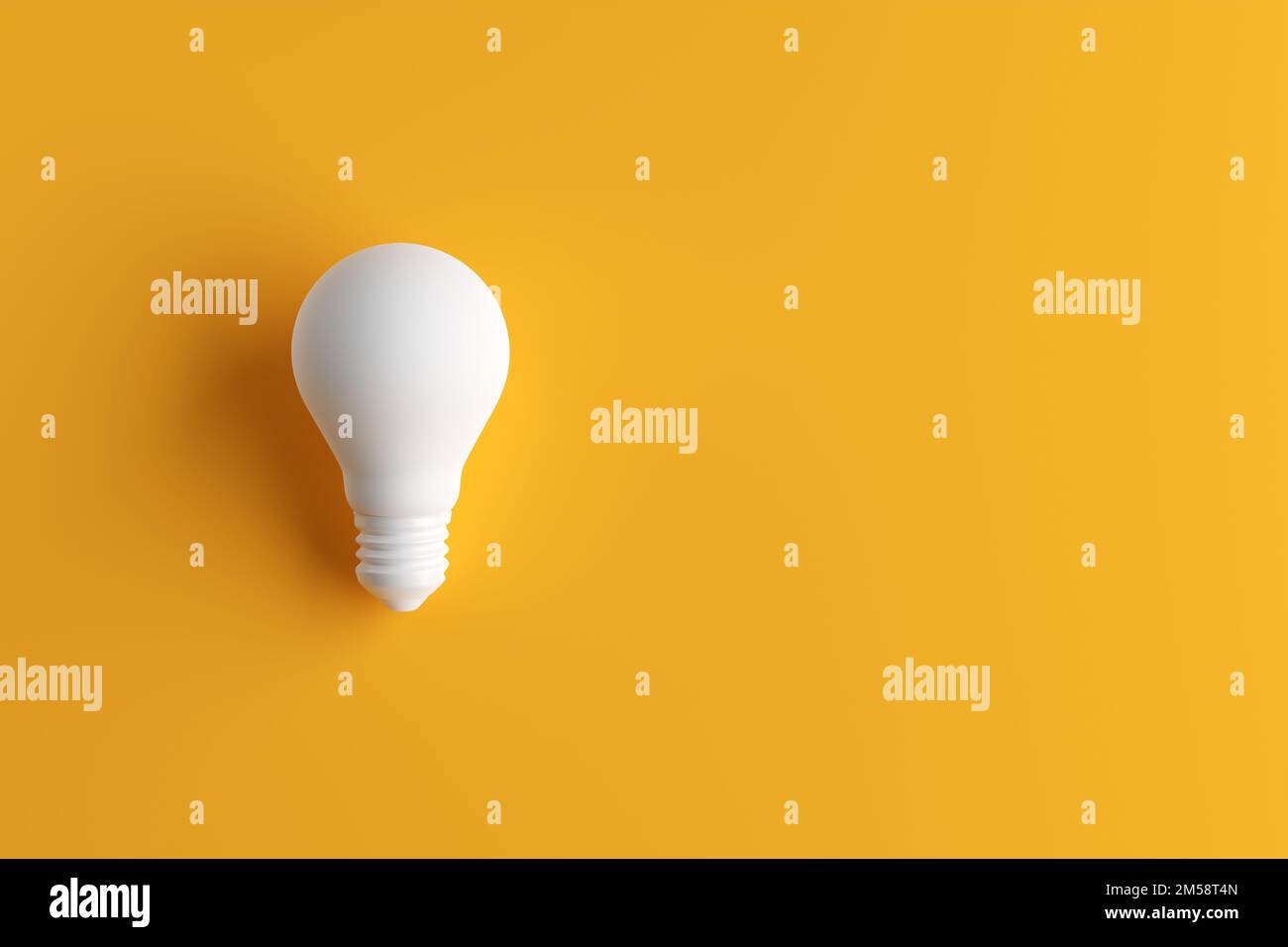White light bulb on yellow background. 3D rendering. Creative thinking ...