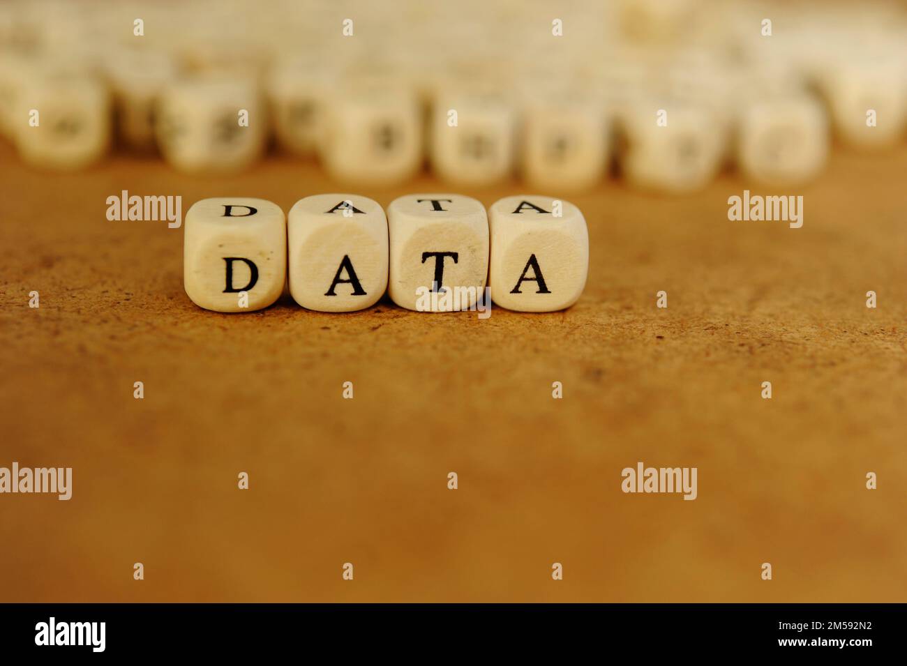 dice with letters forming the word DATA Stock Photo