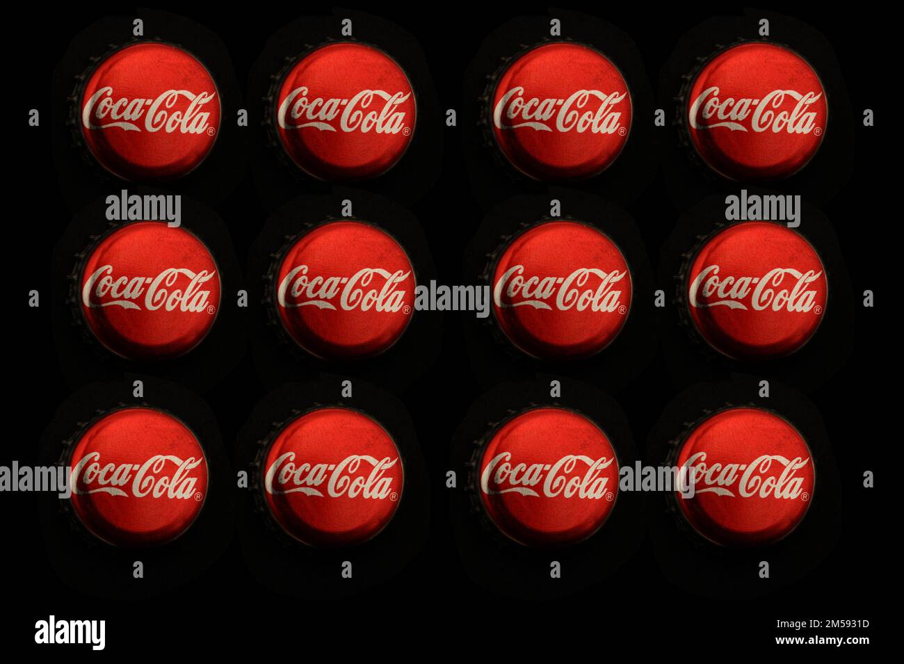 Coca Cola set of bottle caps Stock Photo Alamy