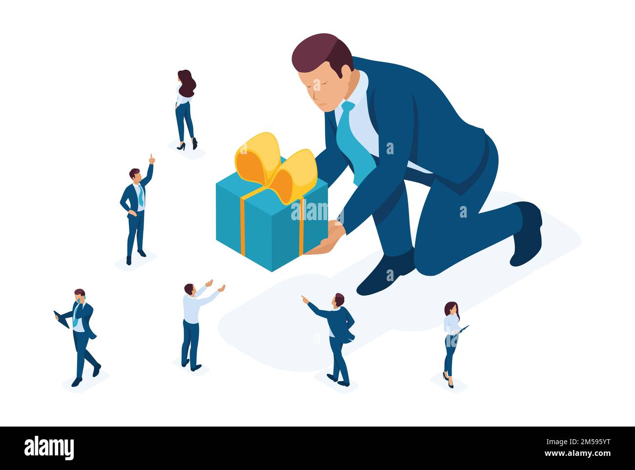 Isometric concept product marketing research using focus groups. Concept for web design. Stock Vector
