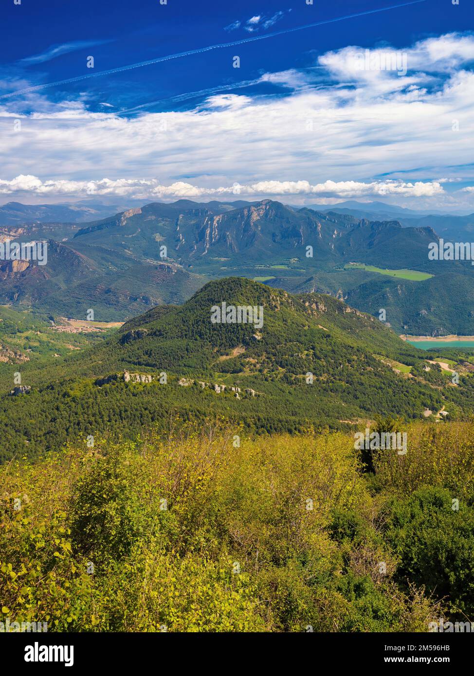Panoramic view of the Serra del Catllaras from the Figuerassa viewpoint, Bergueda, Catalonia, Spain Stock Photo