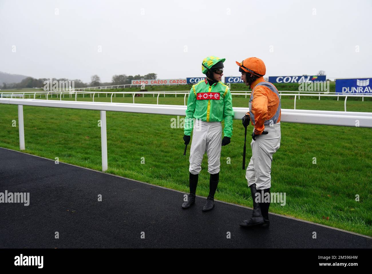 Jockeys Harry Reed and James Best before the Coral Welsh Grand National