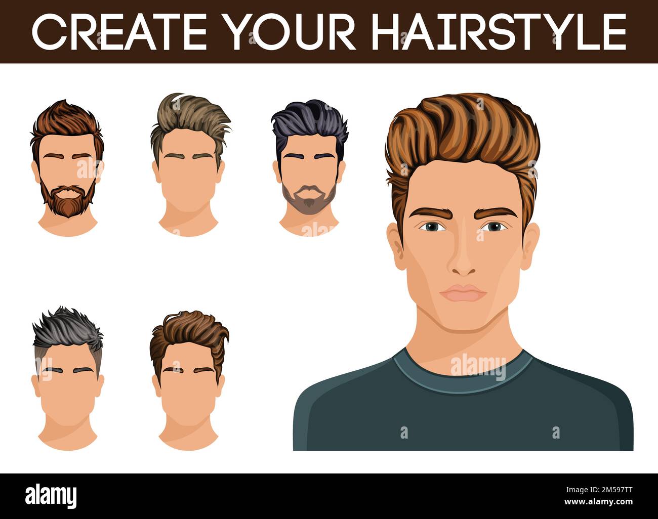 Portrait stylish young man beard curly hair Stock Vector Images - Alamy