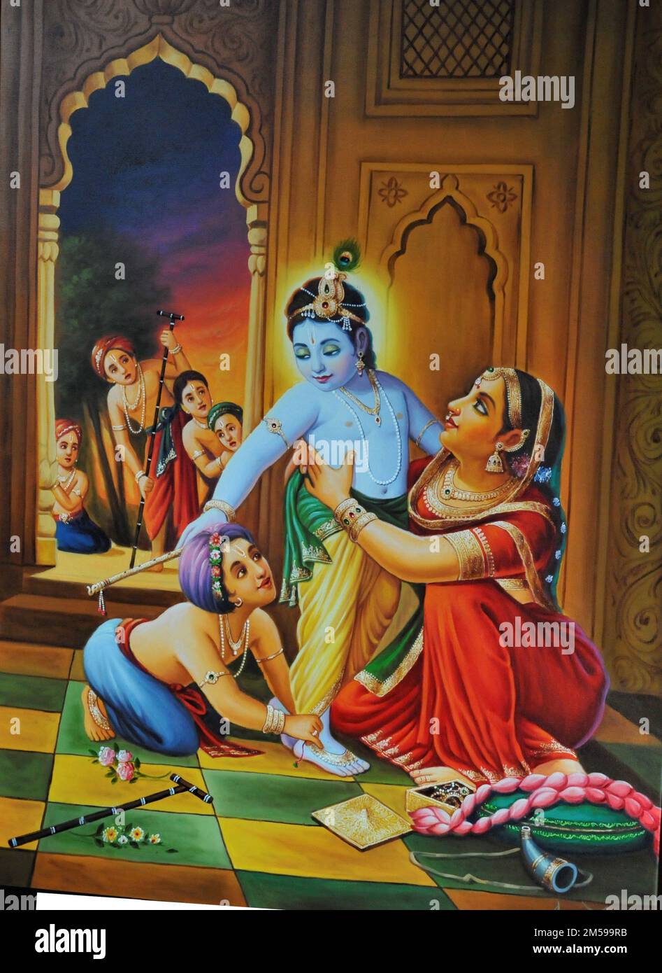 Lord Krishna Balgopal with Yashoda fineart painting Stock Photo Alamy