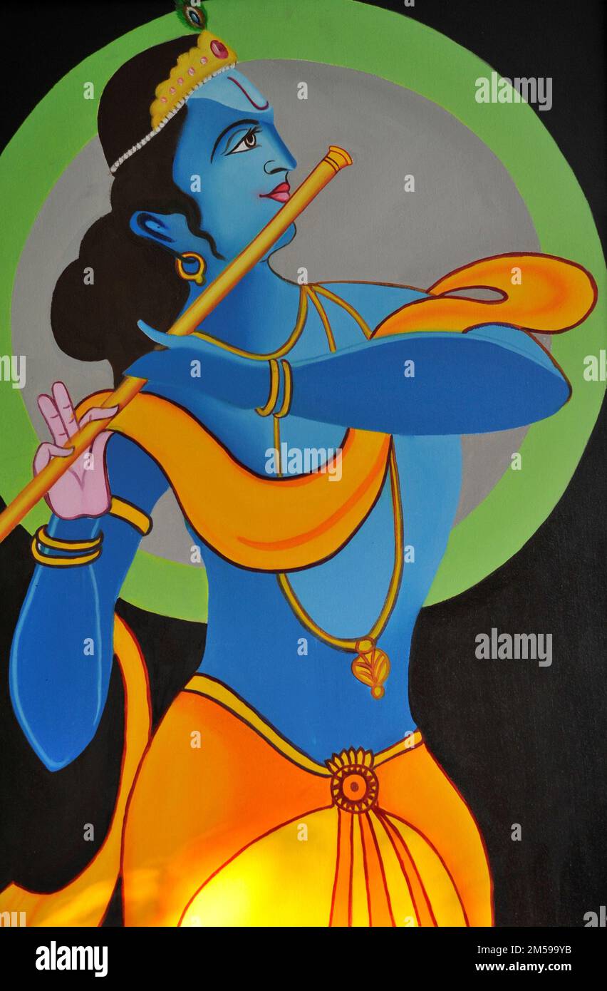 Lord Krishna Playing Flute Artwork Painting Stock Photo Alamy lord-krishna-playing-flute-artwork-painting-stock-photo-alamy