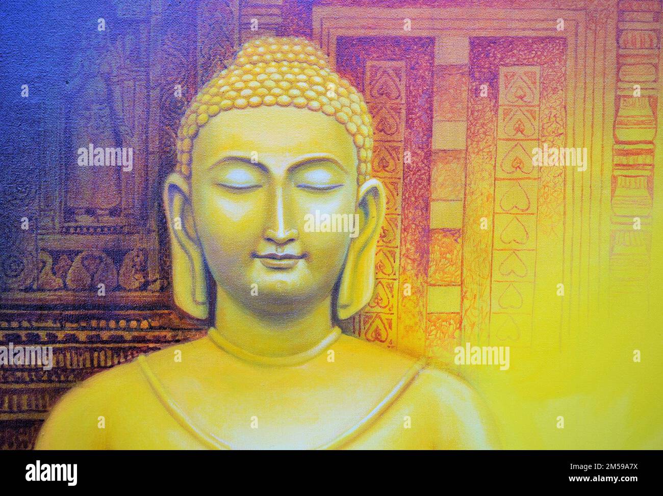 Lord Buddha meditating artwork painting Stock Photo