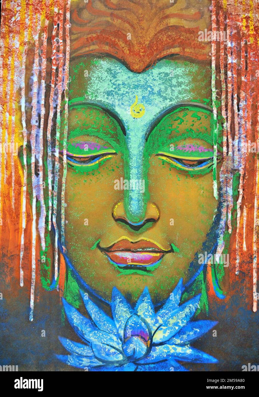 Lord Buddha meditating artwork painting Stock Photo