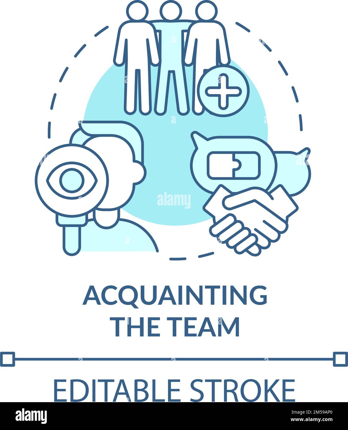 Acquainting team turquoise concept icon Stock Vector