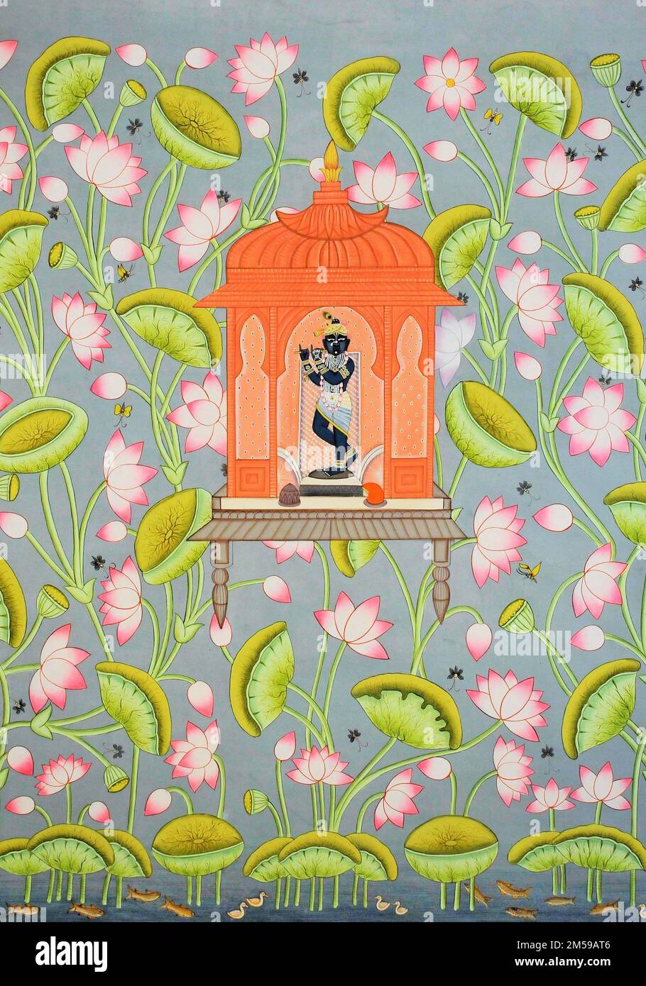 Lord Srinathji Nathdwara pichwai artwork painting Stock Photo