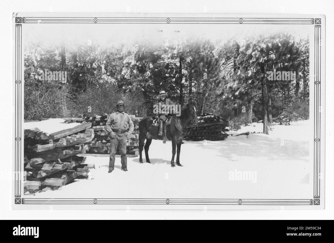 Original caption: 'ECW. Pala. Fence post project.'. 1936 - 1942. Pacific Region (Riverside, CA). Photographic Print. Department of the Interior. Office of Indian Affairs. Mission Agency. 11/15/1920-6/17/1946. Photographs Stock Photo