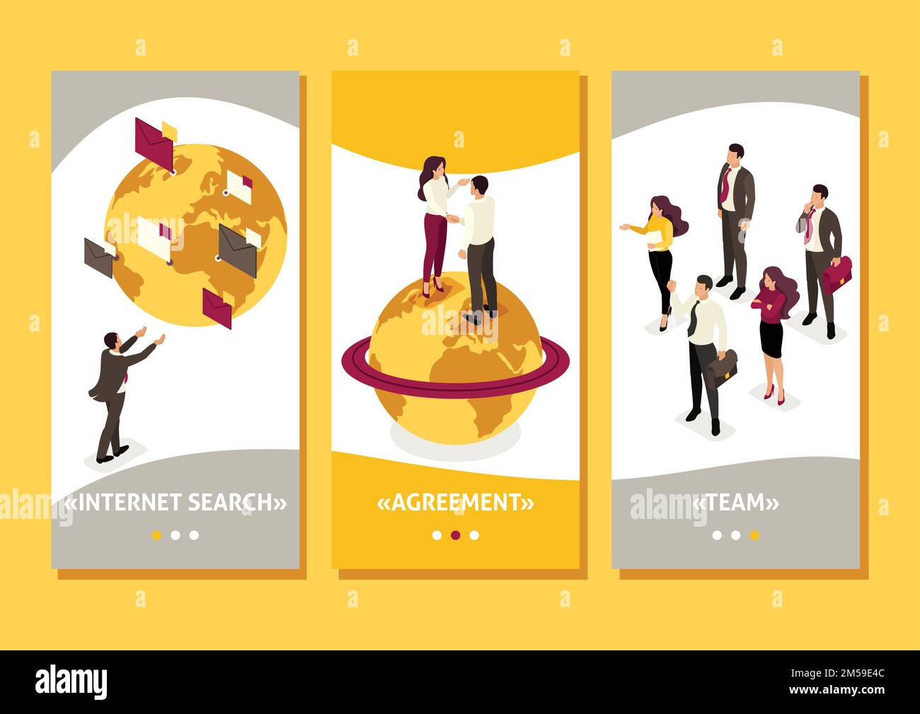 Isometric Template app company employees are looking for professionals in the team, smartphone apps. Stock Vector