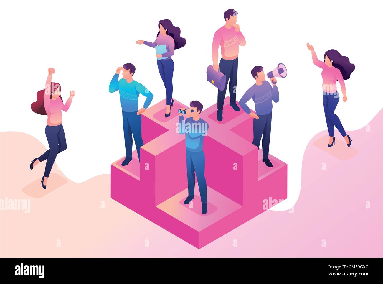 Isometric bright concept we are looking for new people to our team. Concept for web design. Stock Vector