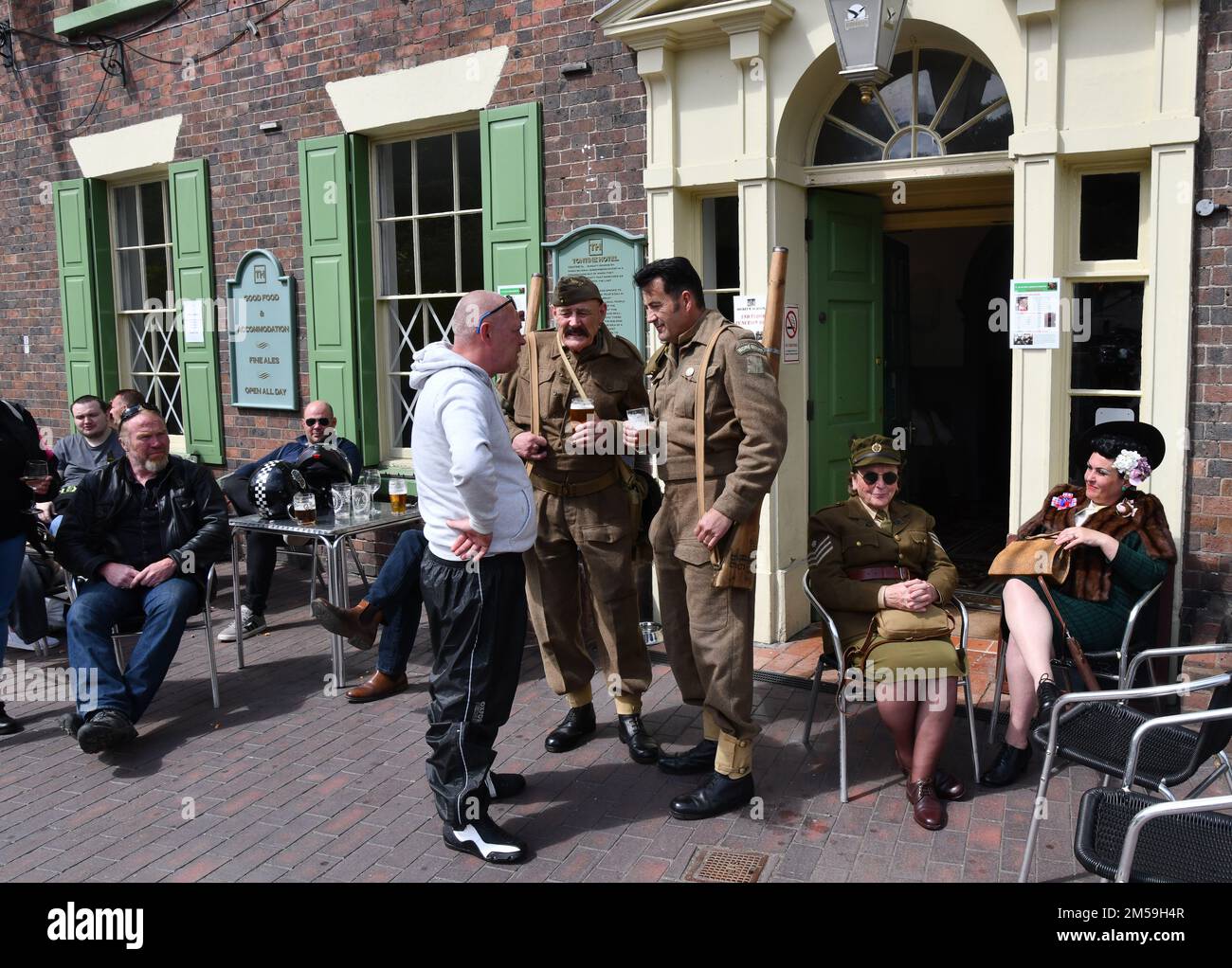 The historic town of Ironbridge got a reminder of the 1940s this weekend when world war two re-enactors from all over the Uk attended the charity even Stock Photo