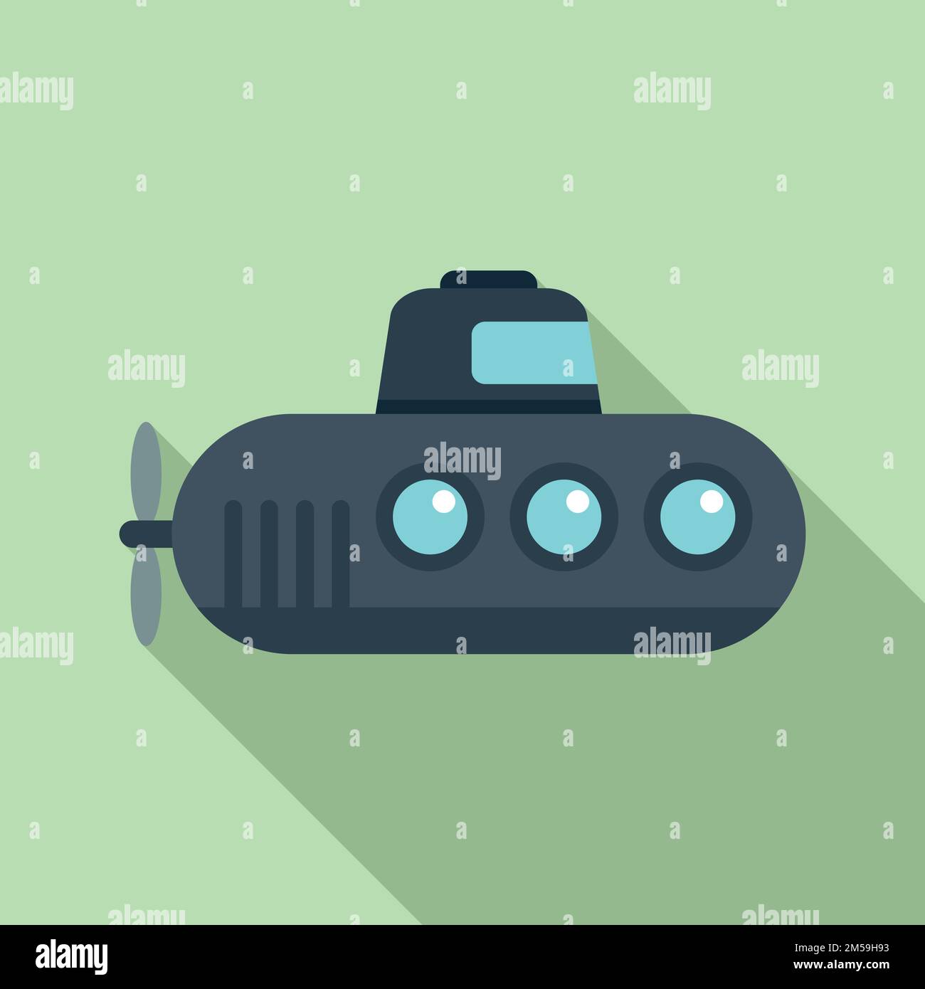 Submarine icon flat vector. Underwater boat. Sea ship Stock Vector ...