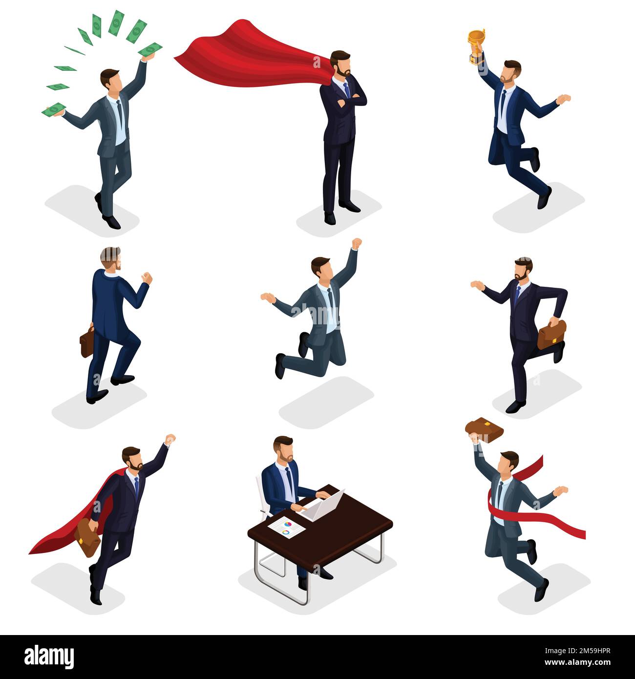 Trendy isometric people, 3d businessman, concept with young businessman ...
