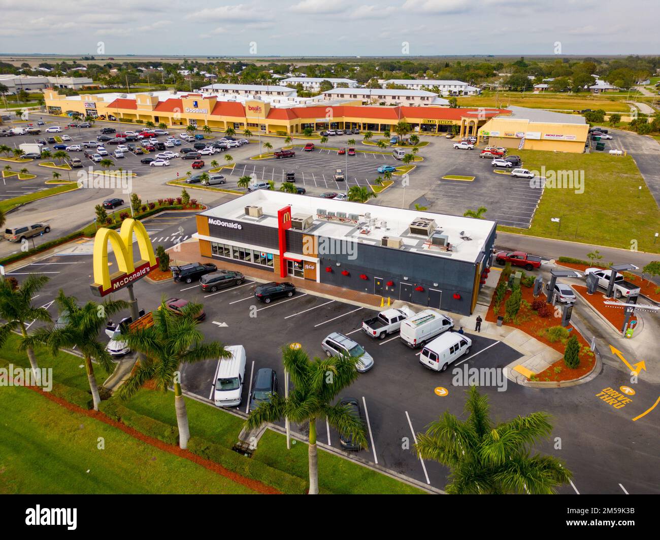 Aerial drone photo of Mcdonalds in Clewiston Florida Stock Photo Alamy