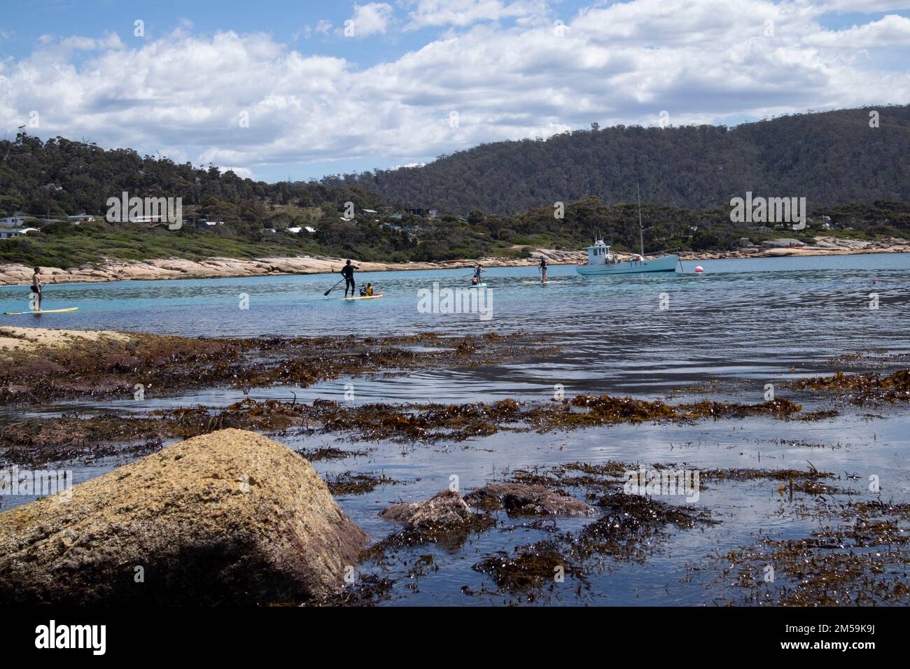 The rocks and sands at Bicheno, on the East Coast of Tasmania ...