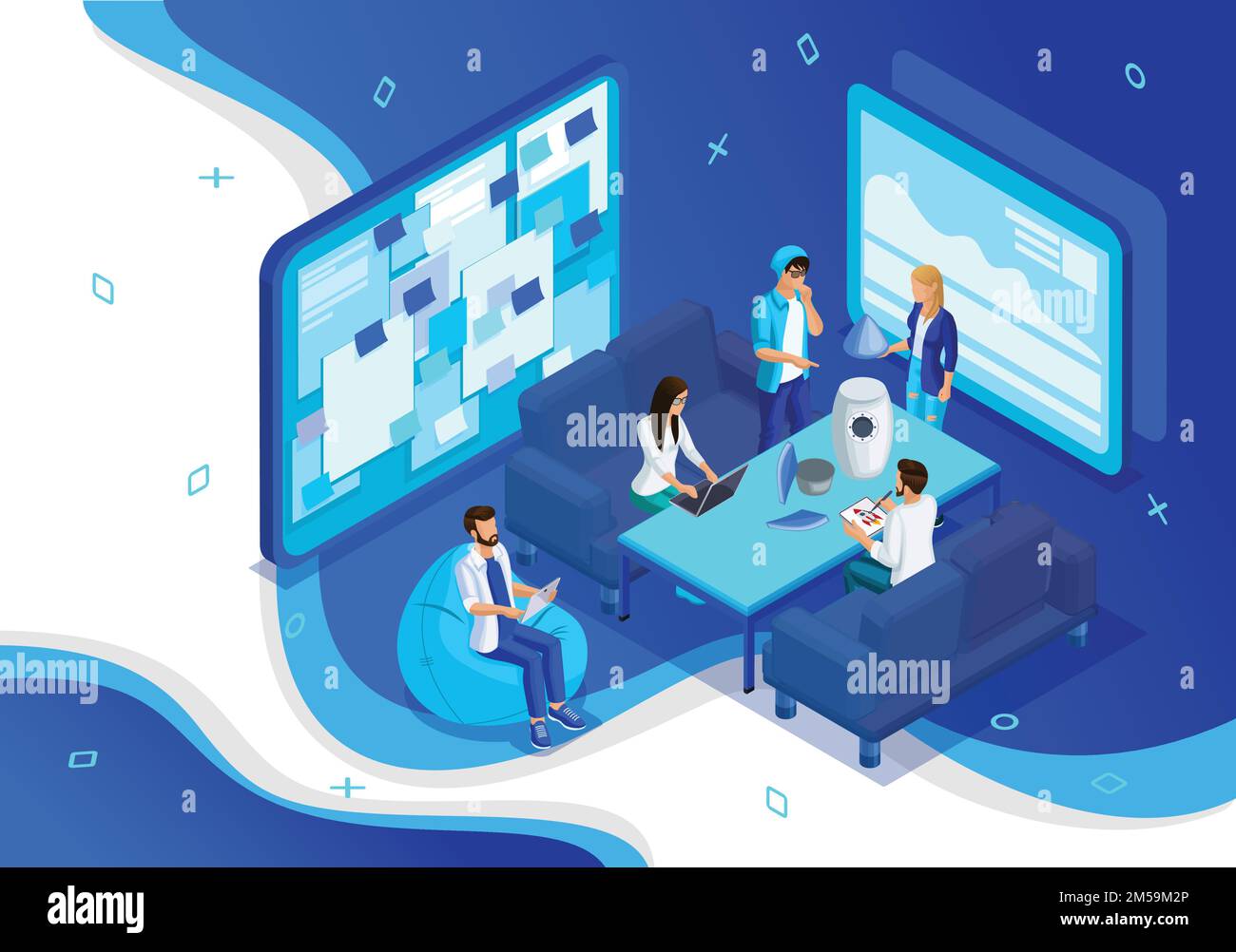 Isometric Landing page concept of Startup your project for website and ...