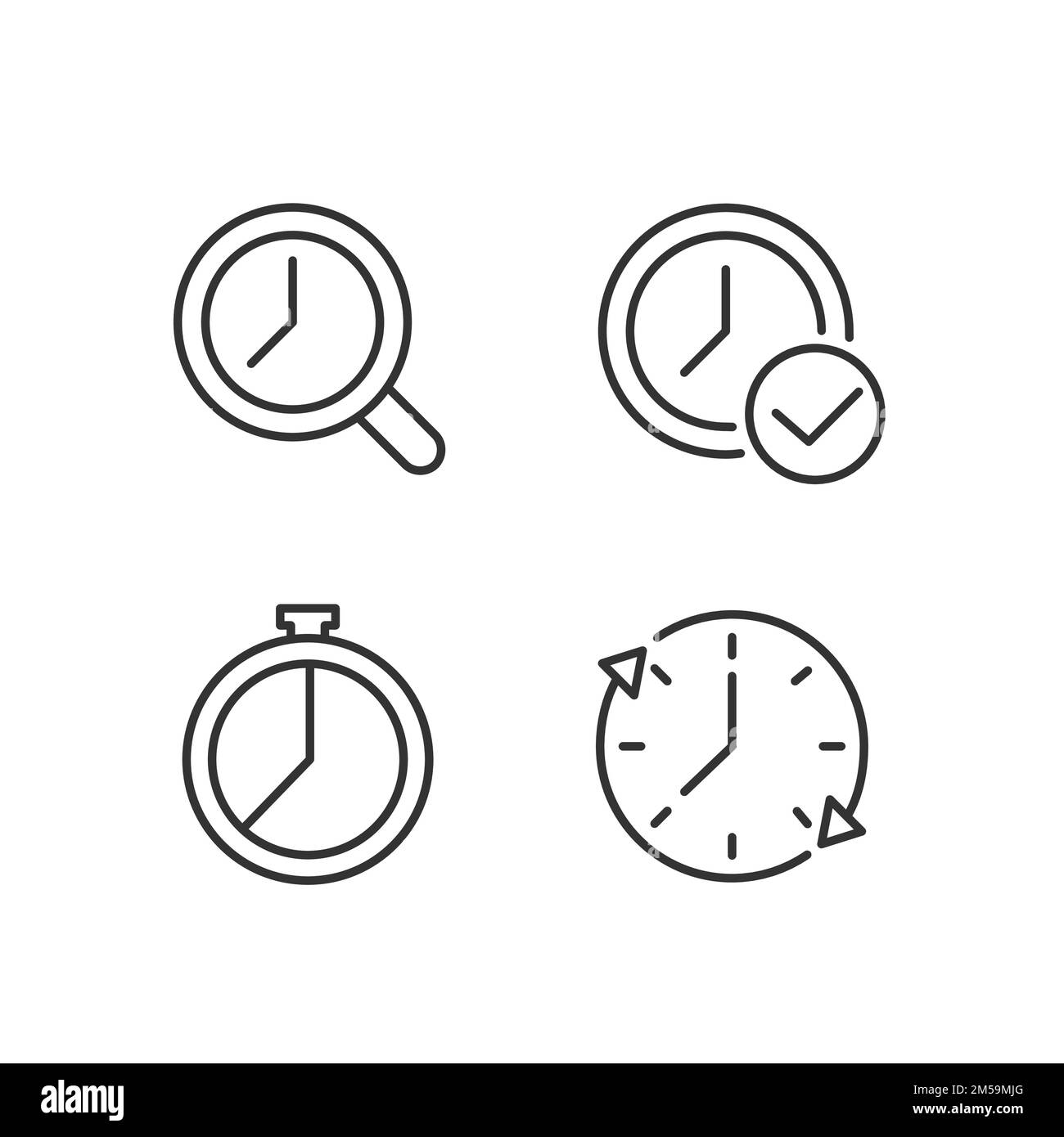 Time management pixel perfect linear icons set Stock Vector Image & Art ...