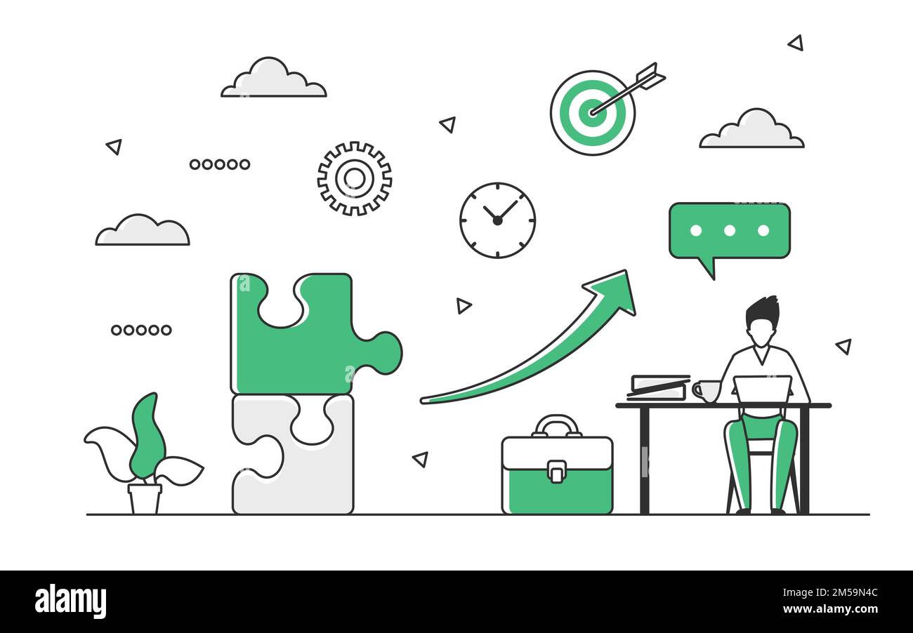 Strategic business planning. Team management, teamwork solutions vector