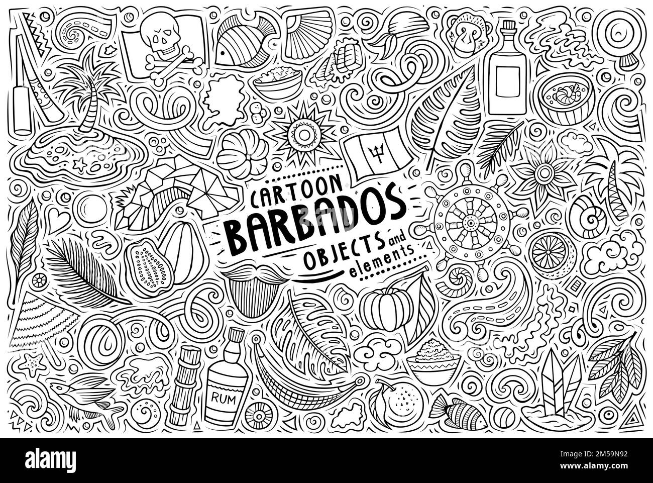 Set of Barbados traditional symbols and objects Stock Vector Image