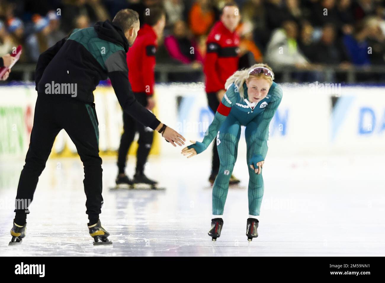 HERENVEEN Marijke Groenewoud reacts after the 3000 meters during the