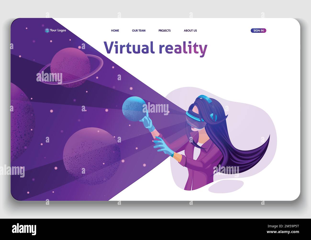 site Template Landing page Isometric concept of augmented reality