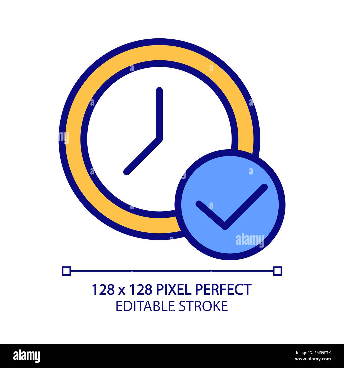 Clock with check mark pixel perfect RGB color icon Stock Vector Image ...