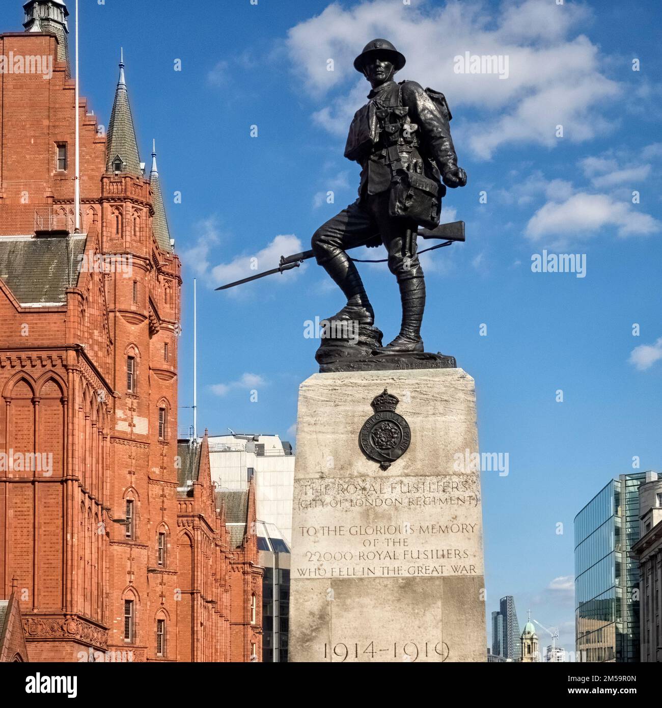 LONDON, UK - AUGUST 25, 2017:  Royal Fusiliers (City of London Regiment) war memorial on High Holborn Stock Photo