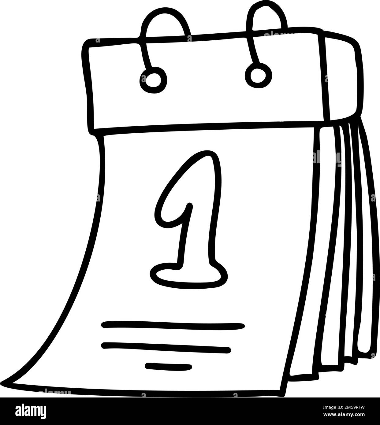 Flip wall calendar. First day of month. Vector illustration in doodle