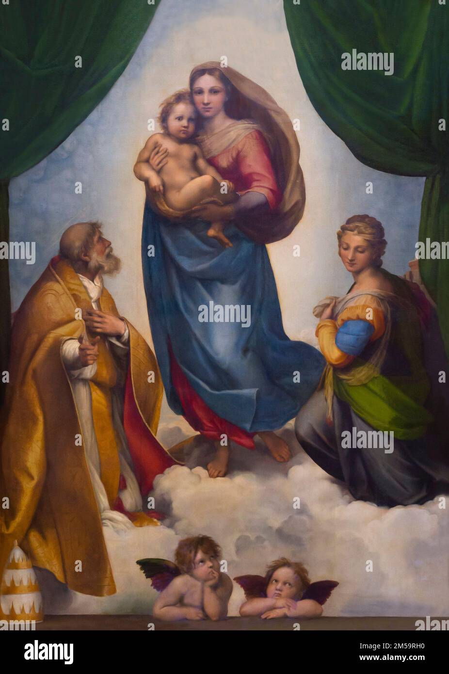 The Sistine Madonna, Raphael, 1512-1516, Gemaldegalerie Alte Meister, Dresden, Germany, Europe Stock Photo