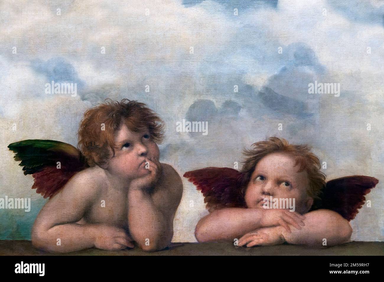 Angels, Cherubs, The Sistine Madonna, Raphael, 1512-1516, Gemaldegalerie Alte Meister, Dresden, Germany, Europe Stock Photo